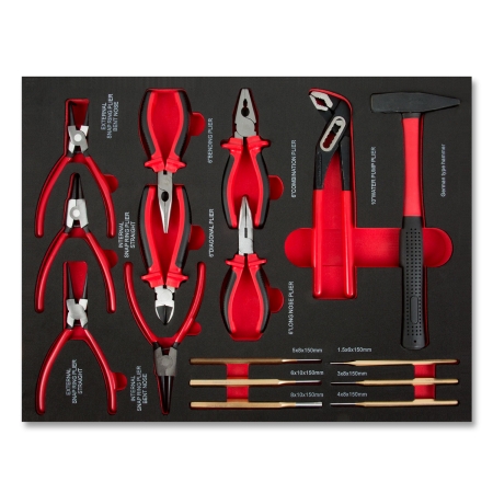 EBERTH Multitool Werkzeug Set KFZ für 4 Schubladen mit 134 Teilen in rot