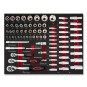 EBERTH Multitool Werkzeug Set KFZ für 3 Schubladen mit 114 Teilen in rot