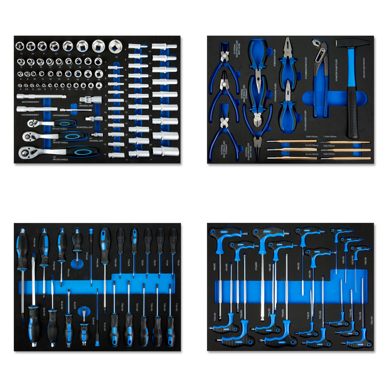 EBERTH Multitool Werkzeug Set KFZ für 4 Schubladen mit 134 Teilen